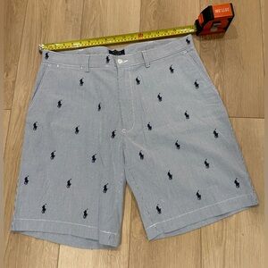 Ralph Lauren Polo All Over Pony White/Blue Stripe Searsucker Shorts Men’s size35
